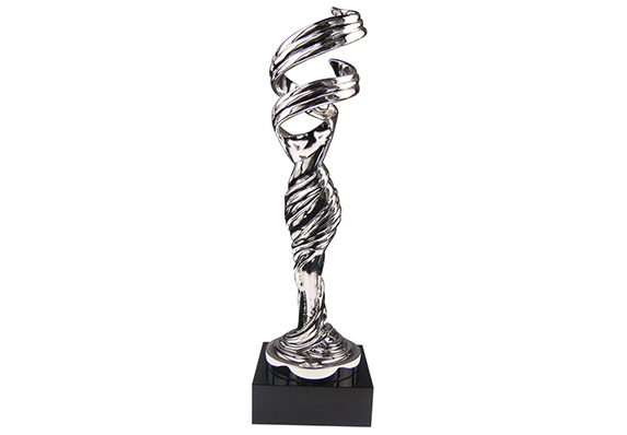 brilliant shiny silver plated dress blowing in the wind sculpture - cast metal award CDG Costume Designers Guild Awards by Society Awards